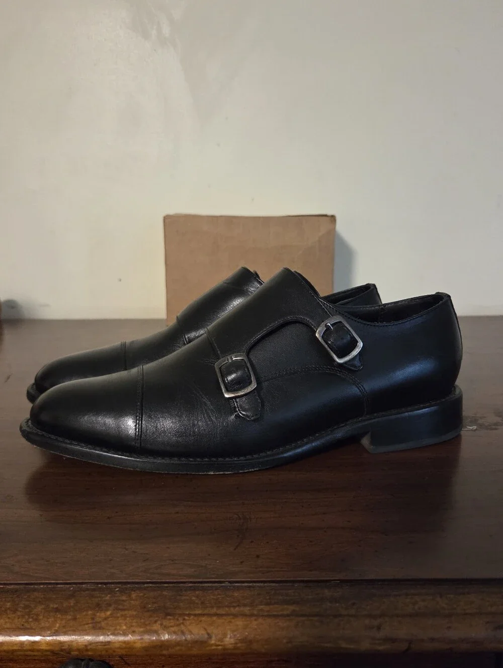 THURSDAY BOOT CO SAINT BLACK LEATHER DOUBLE MONK STRAP DRESS SHOES MENS SZ 8.5.